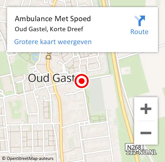 Locatie op kaart van de 112 melding: Ambulance Met Spoed Naar Oud Gastel, Korte Dreef op 26 juli 2015 20:49