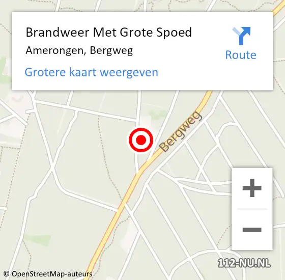 Locatie op kaart van de 112 melding: Brandweer Met Grote Spoed Naar Amerongen, Bergweg op 26 juli 2015 20:58