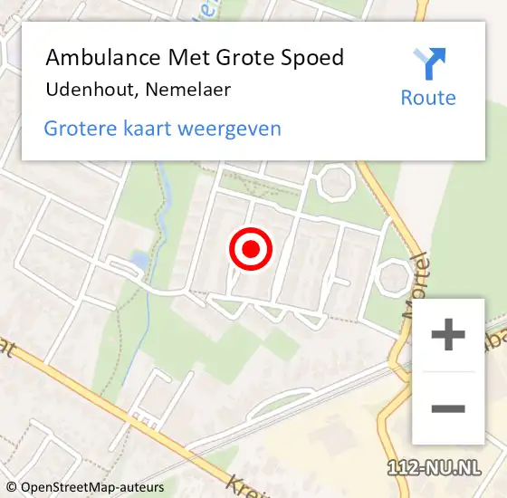 Locatie op kaart van de 112 melding: Ambulance Met Grote Spoed Naar Udenhout, Nemelaer op 26 juli 2015 21:00