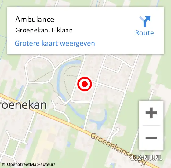 Locatie op kaart van de 112 melding: Ambulance Groenekan, Eiklaan op 26 juli 2015 21:08