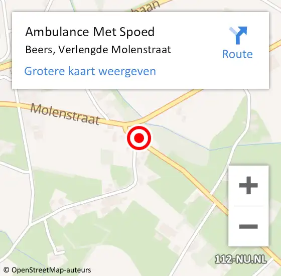 Locatie op kaart van de 112 melding: Ambulance Met Spoed Naar Beers, Verlengde Molenstraat op 26 juli 2015 22:02
