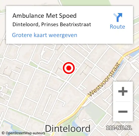 Locatie op kaart van de 112 melding: Ambulance Met Spoed Naar Dinteloord, Prinses Beatrixstraat op 26 juli 2015 23:05