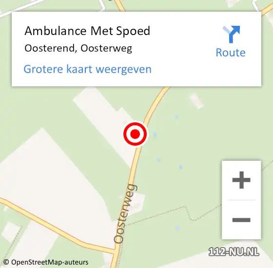 Locatie op kaart van de 112 melding: Ambulance Met Spoed Naar Oosterend, Oosterweg op 26 juli 2015 23:24