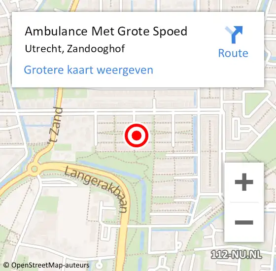 Locatie op kaart van de 112 melding: Ambulance Met Grote Spoed Naar Utrecht, Zandooghof op 26 juli 2015 23:50