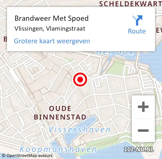 Locatie op kaart van de 112 melding: Brandweer Met Spoed Naar Vlissingen, Vlamingstraat op 27 juli 2015 00:15