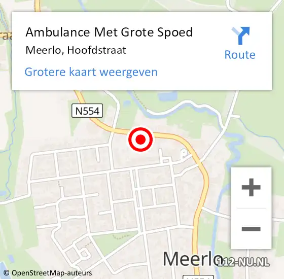 Locatie op kaart van de 112 melding: Ambulance Met Grote Spoed Naar Meerlo, Hoofdstraat op 27 juli 2015 06:55