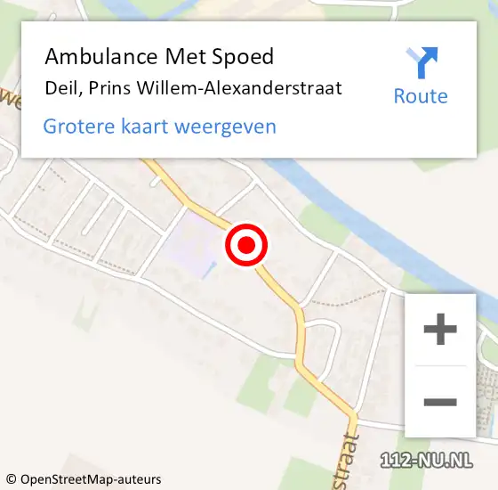 Locatie op kaart van de 112 melding: Ambulance Met Spoed Naar Deil, Prins Willem-Alexanderstraat op 27 juli 2015 08:18