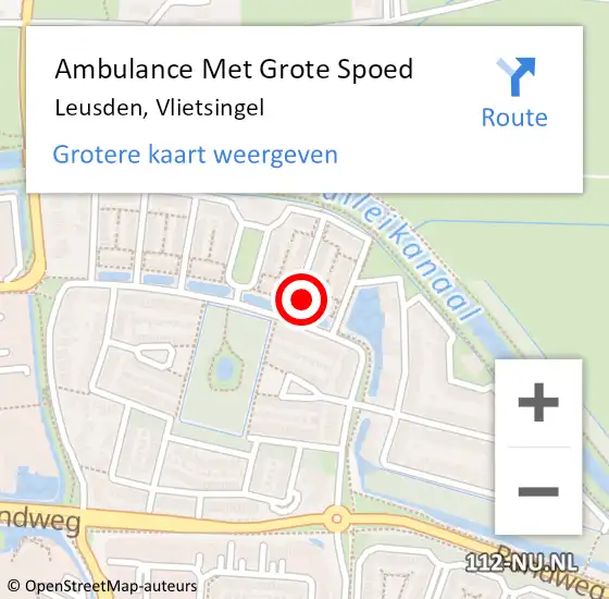 Locatie op kaart van de 112 melding: Ambulance Met Grote Spoed Naar Leusden, Vlietsingel op 27 juli 2015 08:24