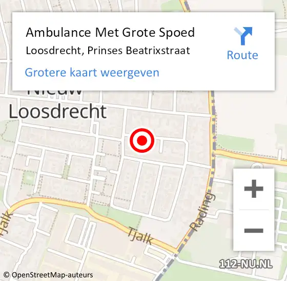 Locatie op kaart van de 112 melding: Ambulance Met Grote Spoed Naar Loosdrecht, Prinses Beatrixstraat op 27 juli 2015 08:34