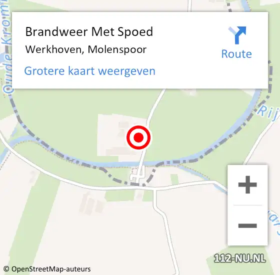 Locatie op kaart van de 112 melding: Brandweer Met Spoed Naar Werkhoven, Molenspoor op 27 juli 2015 09:40