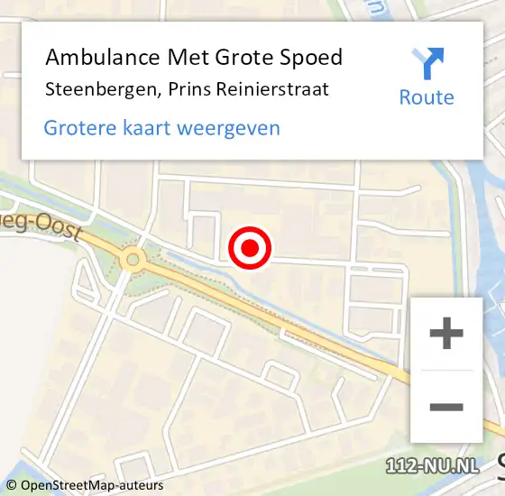 Locatie op kaart van de 112 melding: Ambulance Met Grote Spoed Naar Steenbergen, Prins Reinierstraat op 27 juli 2015 10:11