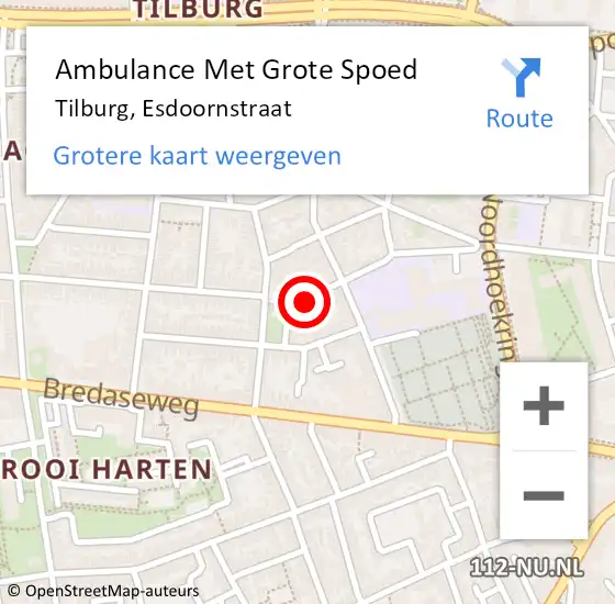 Locatie op kaart van de 112 melding: Ambulance Met Grote Spoed Naar Tilburg, Esdoornstraat op 27 juli 2015 10:33