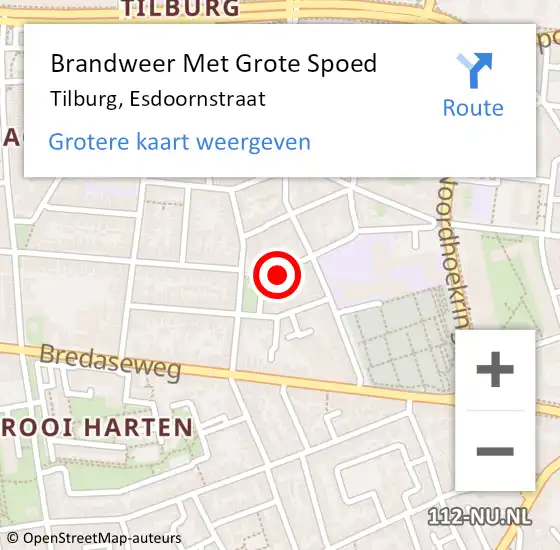 Locatie op kaart van de 112 melding: Brandweer Met Grote Spoed Naar Tilburg, Esdoornstraat op 27 juli 2015 10:43