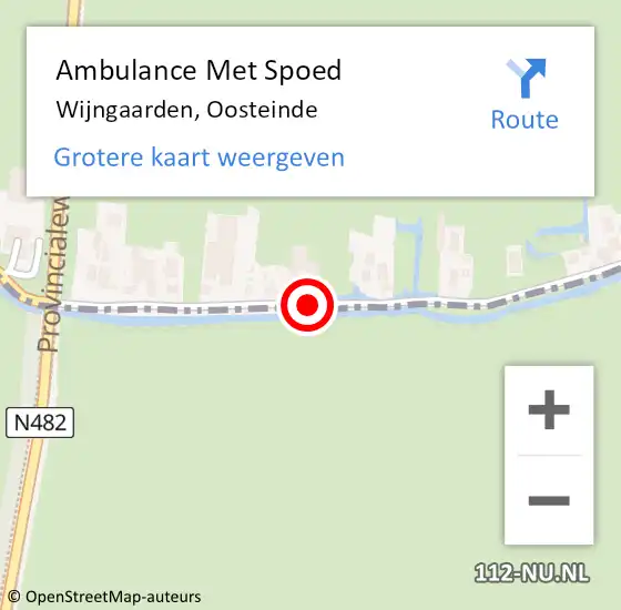 Locatie op kaart van de 112 melding: Ambulance Met Spoed Naar Wijngaarden, Oosteinde op 27 juli 2015 10:48