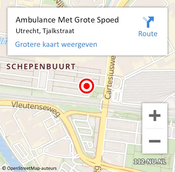 Locatie op kaart van de 112 melding: Ambulance Met Grote Spoed Naar Utrecht, Tjalkstraat op 27 juli 2015 10:56