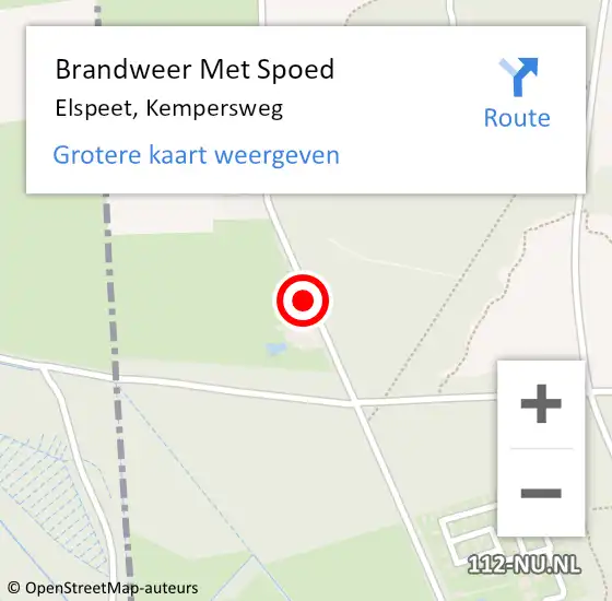 Locatie op kaart van de 112 melding: Brandweer Met Spoed Naar Elspeet, Kempersweg op 27 juli 2015 11:35