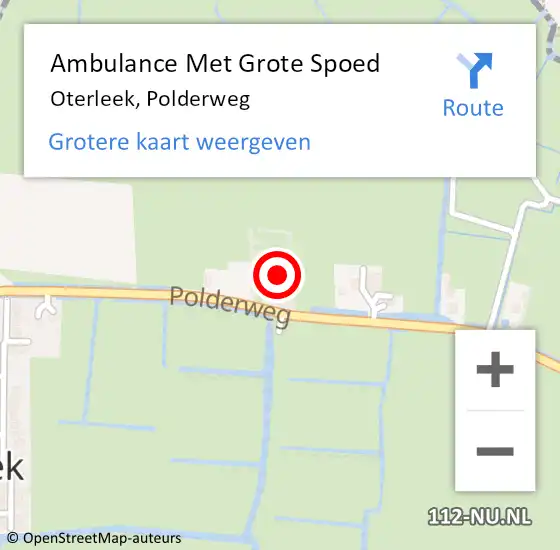 Locatie op kaart van de 112 melding: Ambulance Met Grote Spoed Naar Oterleek, Polderweg op 27 juli 2015 12:07