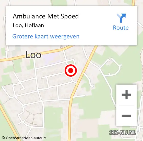 Locatie op kaart van de 112 melding: Ambulance Met Spoed Naar Loo, Hoflaan op 27 juli 2015 12:13