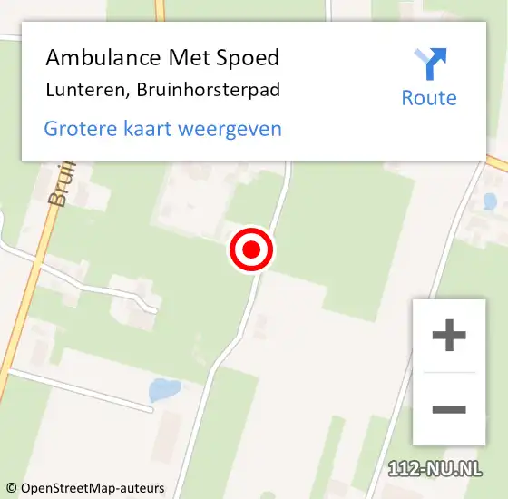 Locatie op kaart van de 112 melding: Ambulance Met Spoed Naar Lunteren, Bruinhorsterpad op 27 juli 2015 12:20