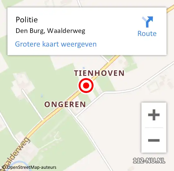 Locatie op kaart van de 112 melding: Politie Den Burg, Waalderweg op 27 juli 2015 12:31