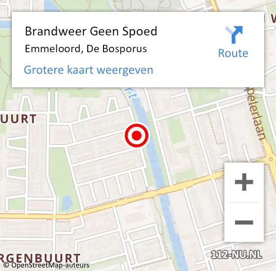 Locatie op kaart van de 112 melding: Brandweer Geen Spoed Naar Emmeloord, De Bosporus op 27 juli 2015 12:45