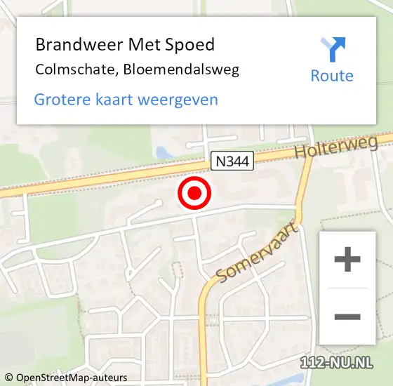 Locatie op kaart van de 112 melding: Brandweer Met Spoed Naar Colmschate, Bloemendalsweg op 27 juli 2015 12:50