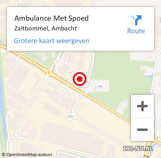 Locatie op kaart van de 112 melding: Ambulance Met Spoed Naar Zaltbommel, Ambacht op 27 juli 2015 13:25