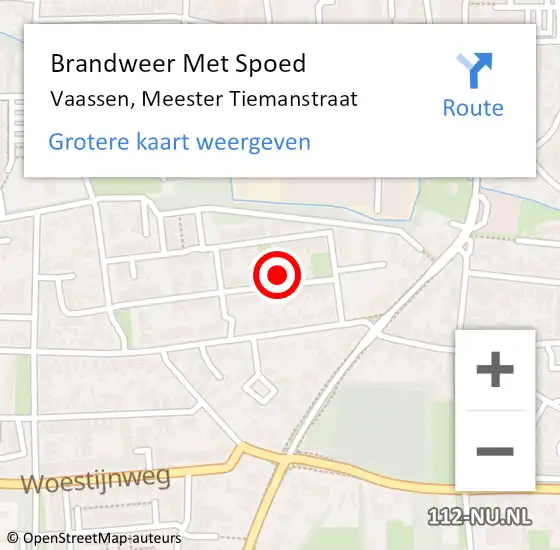 Locatie op kaart van de 112 melding: Brandweer Met Spoed Naar Vaassen, Meester Tiemanstraat op 27 juli 2015 13:32