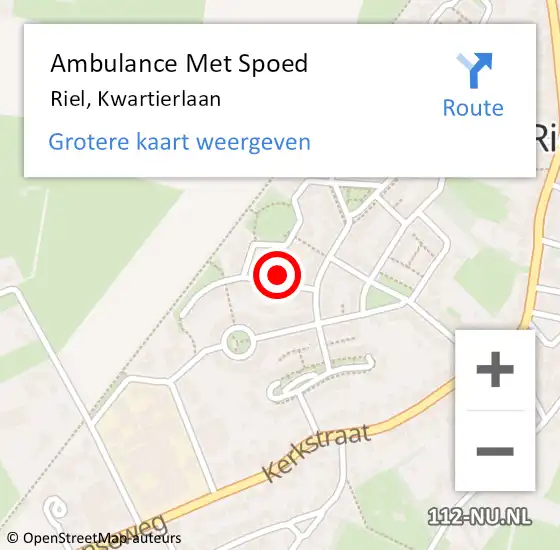 Locatie op kaart van de 112 melding: Ambulance Met Spoed Naar Riel, Kwartierlaan op 27 juli 2015 14:11