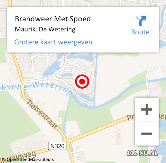 Locatie op kaart van de 112 melding: Brandweer Met Spoed Naar Maurik, De Wetering op 27 juli 2015 14:19