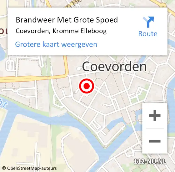 Locatie op kaart van de 112 melding: Brandweer Met Grote Spoed Naar Coevorden, Kromme Elleboog op 27 juli 2015 15:13