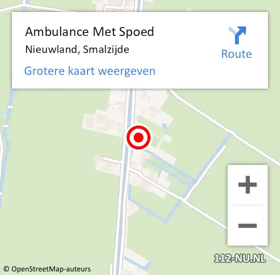 Locatie op kaart van de 112 melding: Ambulance Met Spoed Naar Nieuwland, Smalzijde op 27 juli 2015 15:24