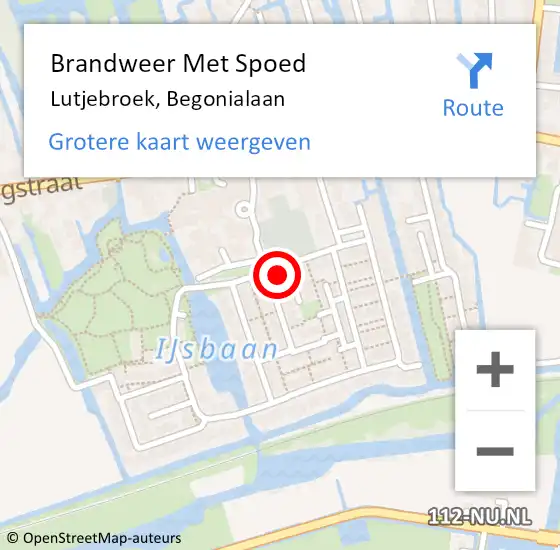 Locatie op kaart van de 112 melding: Brandweer Met Spoed Naar Lutjebroek, Begonialaan op 27 juli 2015 16:18