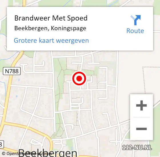 Locatie op kaart van de 112 melding: Brandweer Met Spoed Naar Beekbergen, Koningspage op 27 juli 2015 17:35