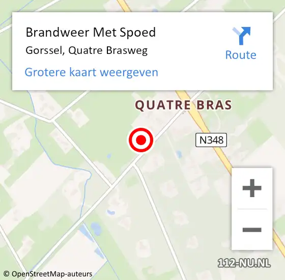 Locatie op kaart van de 112 melding: Brandweer Met Spoed Naar Gorssel, Quatre Brasweg op 27 juli 2015 18:06