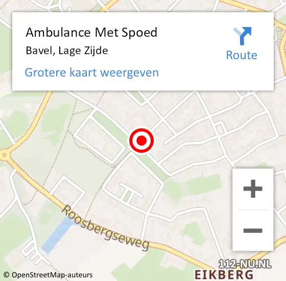 Locatie op kaart van de 112 melding: Ambulance Met Spoed Naar Bavel, Lage Zijde op 27 juli 2015 19:24