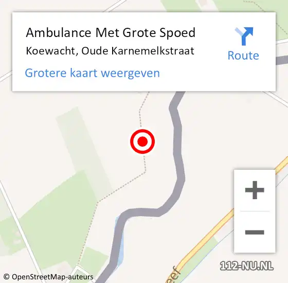 Locatie op kaart van de 112 melding: Ambulance Met Grote Spoed Naar Koewacht, Oude Karnemelkstraat op 27 juli 2015 19:26