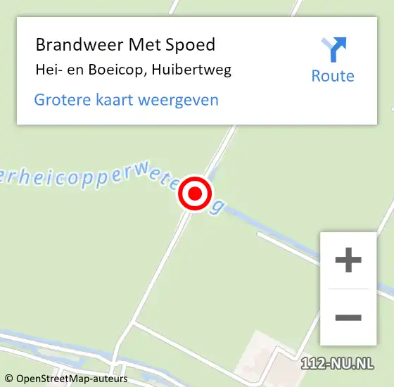 Locatie op kaart van de 112 melding: Brandweer Met Spoed Naar Hei- en Boeicop, Huibertweg op 27 juli 2015 20:05