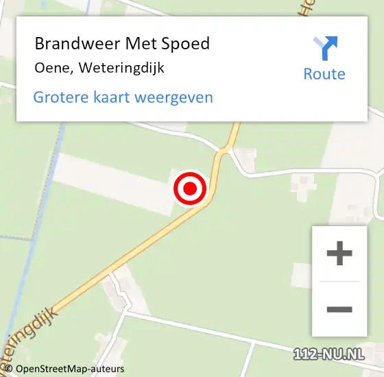 Locatie op kaart van de 112 melding: Brandweer Met Spoed Naar Oene, Weteringdijk op 27 juli 2015 20:42