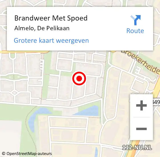 Locatie op kaart van de 112 melding: Brandweer Met Spoed Naar Almelo, De Pelikaan op 27 juli 2015 21:12