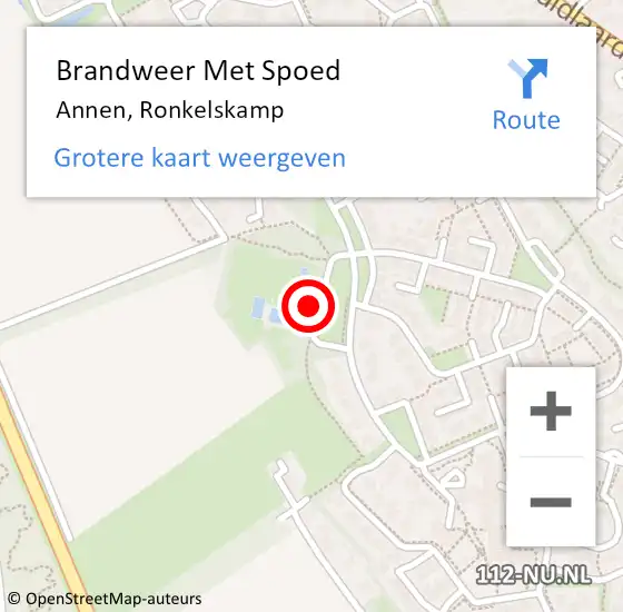 Locatie op kaart van de 112 melding: Brandweer Met Spoed Naar Annen, Ronkelskamp op 27 juli 2015 21:25
