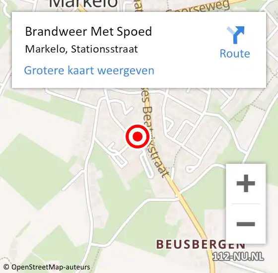 Locatie op kaart van de 112 melding: Brandweer Met Spoed Naar Markelo, Stationsstraat op 27 juli 2015 21:52