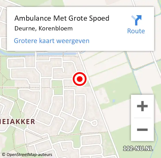 Locatie op kaart van de 112 melding: Ambulance Met Grote Spoed Naar Deurne, Korenbloem op 27 juli 2015 21:59