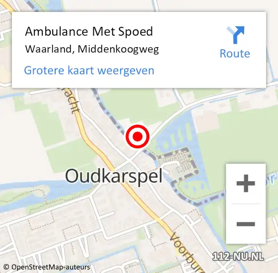 Locatie op kaart van de 112 melding: Ambulance Met Spoed Naar Waarland, Middenkoogweg op 27 juli 2015 22:05