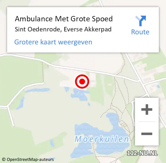 Locatie op kaart van de 112 melding: Ambulance Met Grote Spoed Naar Sint Oedenrode, Everse Akkerpad op 27 juli 2015 22:48