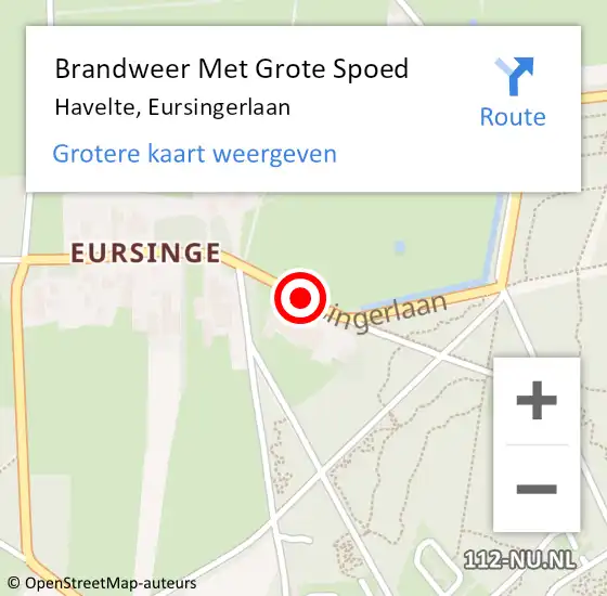 Locatie op kaart van de 112 melding: Brandweer Met Grote Spoed Naar Havelte, Eursingerlaan op 28 juli 2015 01:32