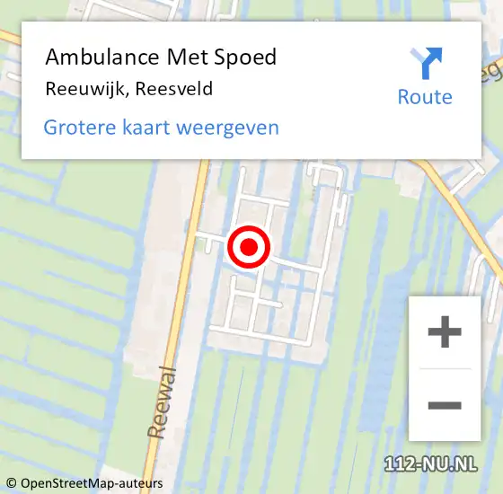 Locatie op kaart van de 112 melding: Ambulance Met Spoed Naar Reeuwijk, Reesveld op 28 juli 2015 02:50