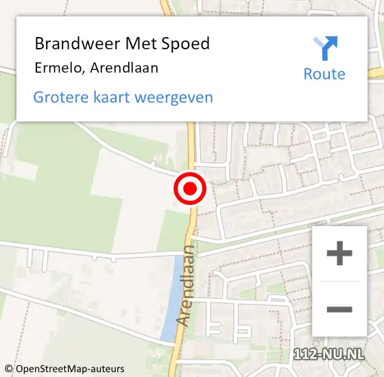 Locatie op kaart van de 112 melding: Brandweer Met Spoed Naar Ermelo, Arendlaan op 28 juli 2015 03:55