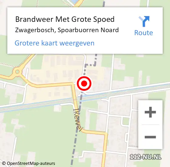 Locatie op kaart van de 112 melding: Brandweer Met Grote Spoed Naar Zwagerbosch, Spoarbuorren Noard op 28 juli 2015 04:10
