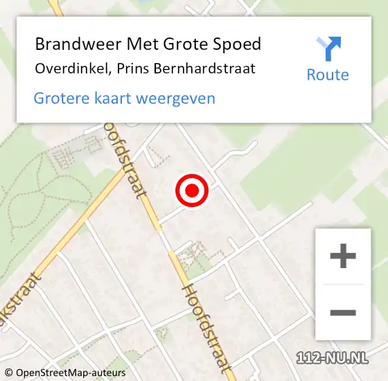 Locatie op kaart van de 112 melding: Brandweer Met Grote Spoed Naar Overdinkel, Prins Bernhardstraat op 28 juli 2015 04:34